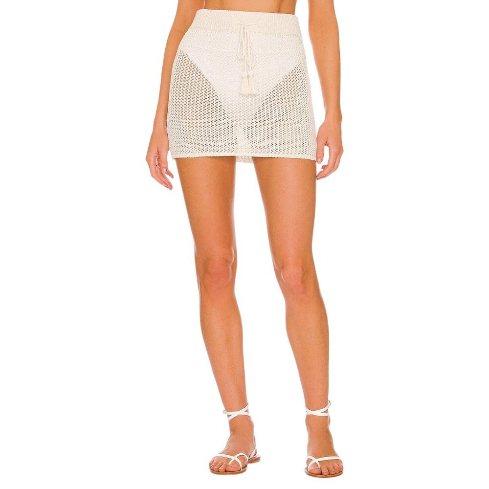 LSPACE Coast Is Clear Mini Skirt in Cream Medium New Womens Coverup